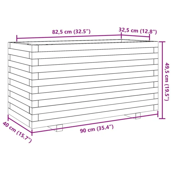 Jardinieră Grădină Lemn Masiv Pin - 90x40x49,5 cm
