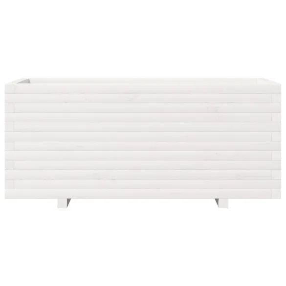 Jardinieră Grădină Albă - Lemn Masiv de Pin - 110x40x49,5 cm