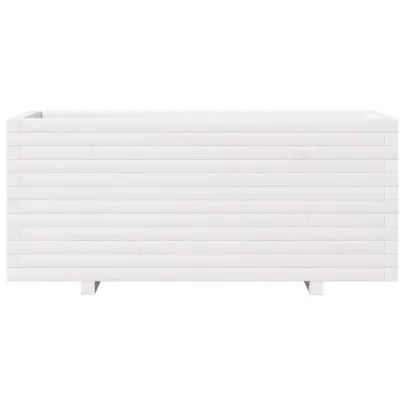 Jardinieră Grădină Albă - Lemn Masiv de Pin - 110x40x49,5 cm