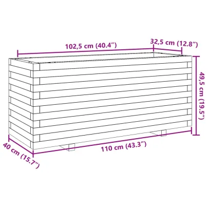 Jardinieră Grădină Albă - Lemn Masiv de Pin - 110x40x49,5 cm