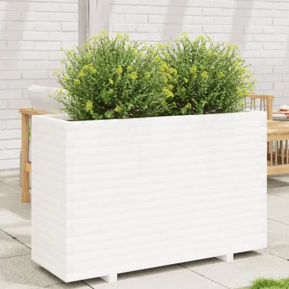 Jardinieră Grădină Albă - Lemn Masiv de Pin - 110x40x72,5 cm
