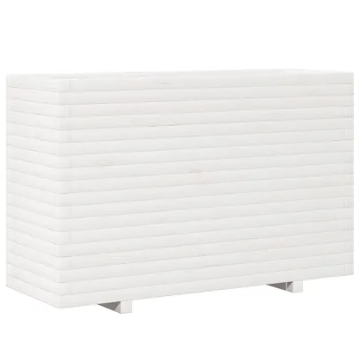 Jardinieră Grădină Albă - Lemn Masiv de Pin - 110x40x72,5 cm