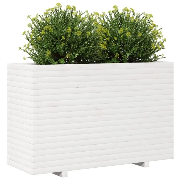 Jardinieră Grădină Albă - Lemn Masiv de Pin - 110x40x72,5 cm