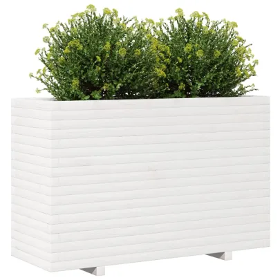 Jardinieră Grădină Albă - Lemn Masiv de Pin - 110x40x72,5 cm