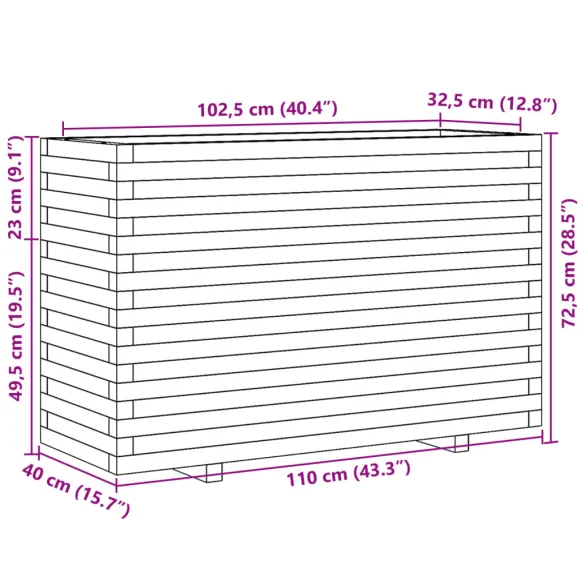 Jardinieră Grădină Lemn Douglas | 110x40x72,5 cm | Livrare Gratuită