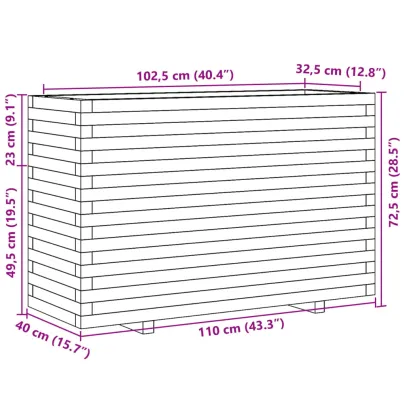 Jardinieră Grădină Lemn Douglas | 110x40x72,5 cm | Livrare Gratuită
