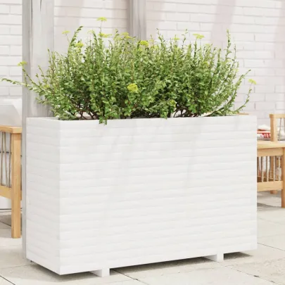 Jardinieră Grădină Albă - Lemn Masiv de Pin - 110x40x72 cm