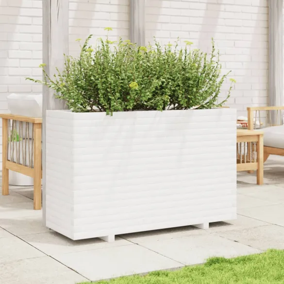 Jardinieră Grădină Albă - Lemn Masiv de Pin - 110x40x72 cm