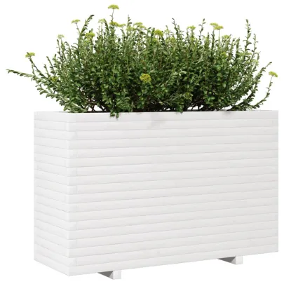 Jardinieră Grădină Albă - Lemn Masiv de Pin - 110x40x72 cm