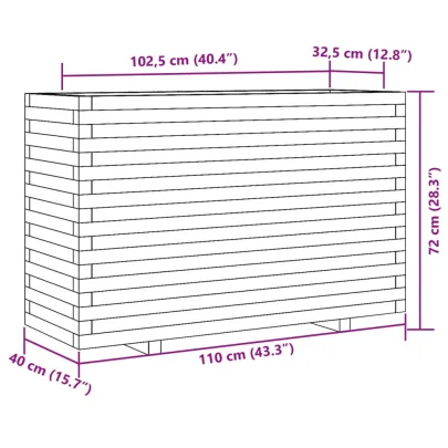 Jardinieră Grădină Albă - Lemn Masiv de Pin - 110x40x72 cm