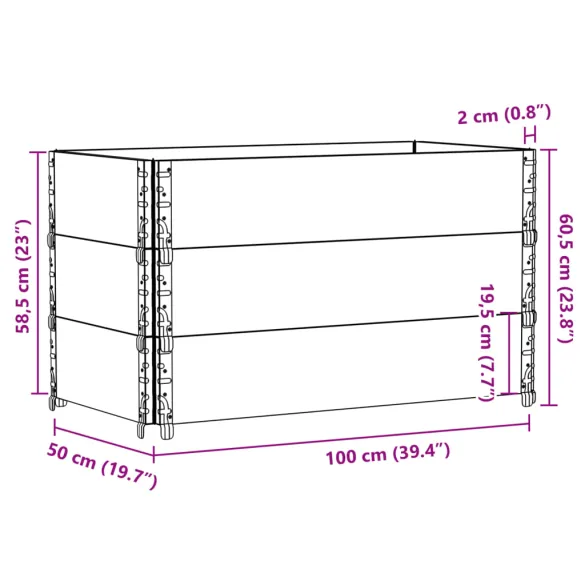 Jardinieră Grădină Gri - Lemn Masiv Pin 100x50 cm | Livrare Gratuită
