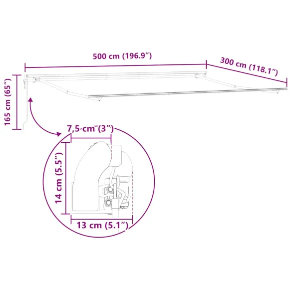 Copertină Automată Retractabilă Vișiniu 5x3m - Livrare Gratuită