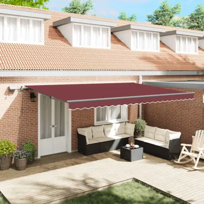 Copertină Retractabilă Manuală cu LED-uri - Vișiniu 500x300 cm