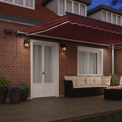 Copertină Retractabilă Manuală cu LED-uri - Vișiniu 500x300 cm