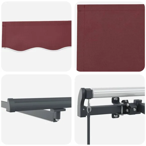Copertină Retractabilă Manuală cu LED-uri - Vișiniu 500x300 cm