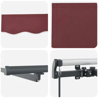 Copertină Retractabilă Manuală cu LED-uri - Vișiniu 500x300 cm