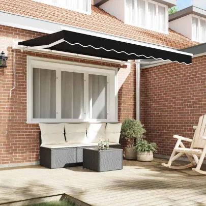 Cortină Retractabilă Negru 250x200 cm - Poliester și Aluminiu