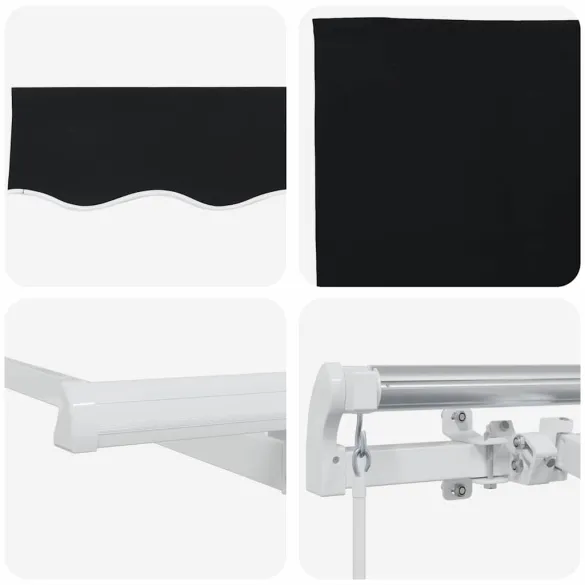 Cortină Retractabilă Negru 250x200 cm - Poliester și Aluminiu