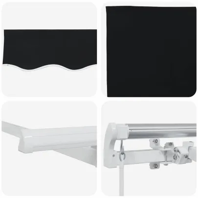 Cortină Retractabilă Negru 250x200 cm - Poliester și Aluminiu