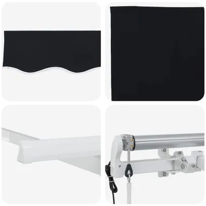 Cortină Retractabilă Negru 250x200 cm - Poliester și Aluminiu