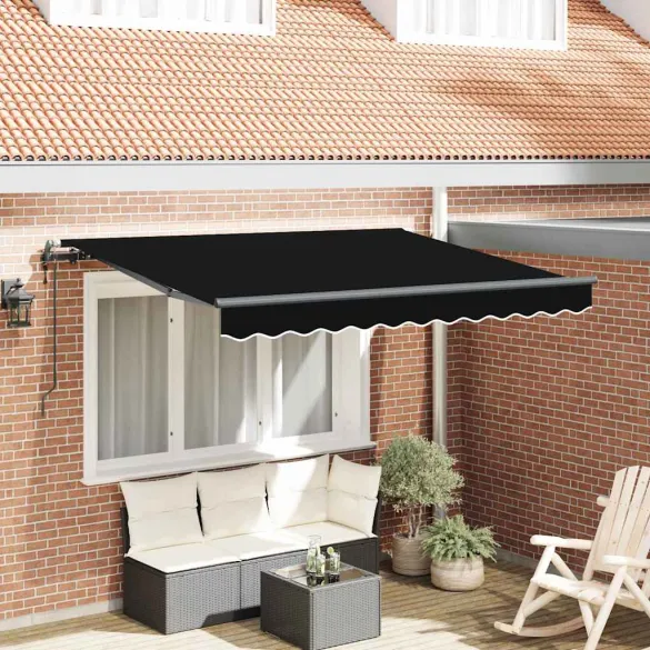 Cortină Retractabilă 250x200 cm Negru - Poliester & Aluminiu