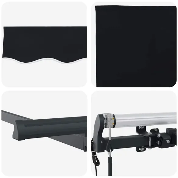 Cortină Retractabilă 250x200 cm Negru - Poliester & Aluminiu