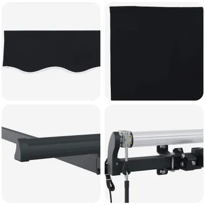Cortină Retractabilă 250x200 cm Negru - Poliester & Aluminiu
