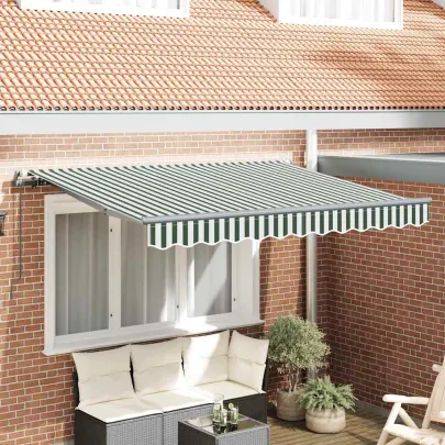 Cortină Retractabilă Verde-Alb 250x200 cm - Livrare Gratuită