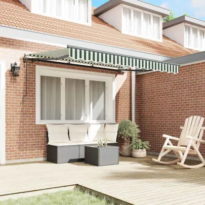 Cortină Retractabilă Verde-Alb 250x200 cm - Ușoară și Rezistentă