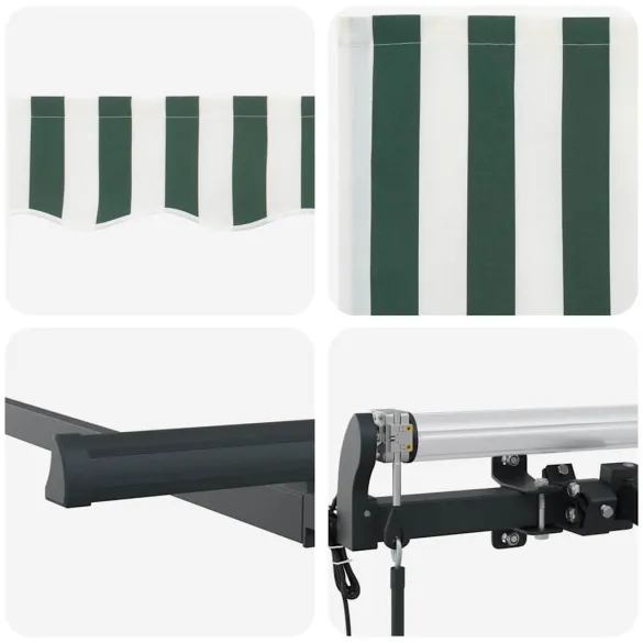 Cortină Retractabilă Verde-Alb 250x200 cm - Ușoară și Rezistentă