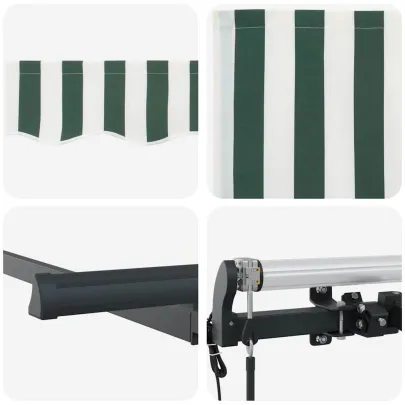 Cortină Retractabilă Verde-Alb 250x200 cm - Ușoară și Rezistentă