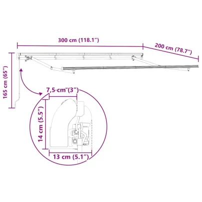 Cortină Retractabilă Exterior Albastru-Alb 300x200 cm