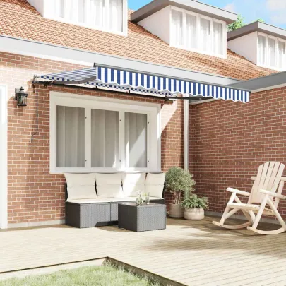 Cortină Retractabilă Exterior Albastru-Alb 300x200 cm