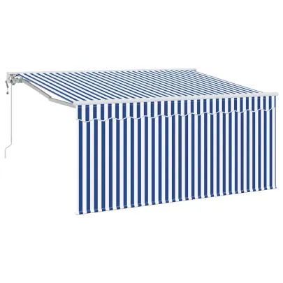 Cortina Retractabilă Albastru și alb 300 x 200 cm țesătură