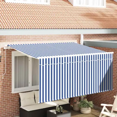 Cortină Retractabilă 300x200 cm - Albastru și Alb | Livrare Gratuită