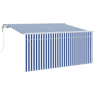 Cortină Retractabilă Exterior 300x200cm, Albastru-Alb