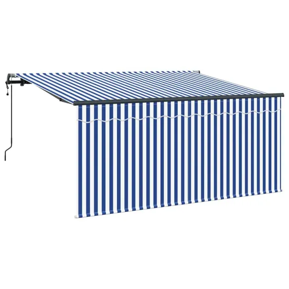 Cortină Retractabilă Albastru-Alb 300x200 cm | Livrare Gratuită