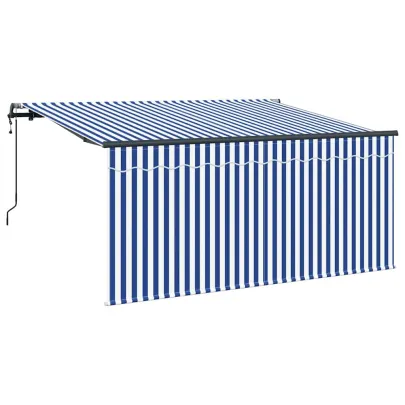 Cortină Retractabilă Albastru-Alb 300x200 cm | Livrare Gratuită
