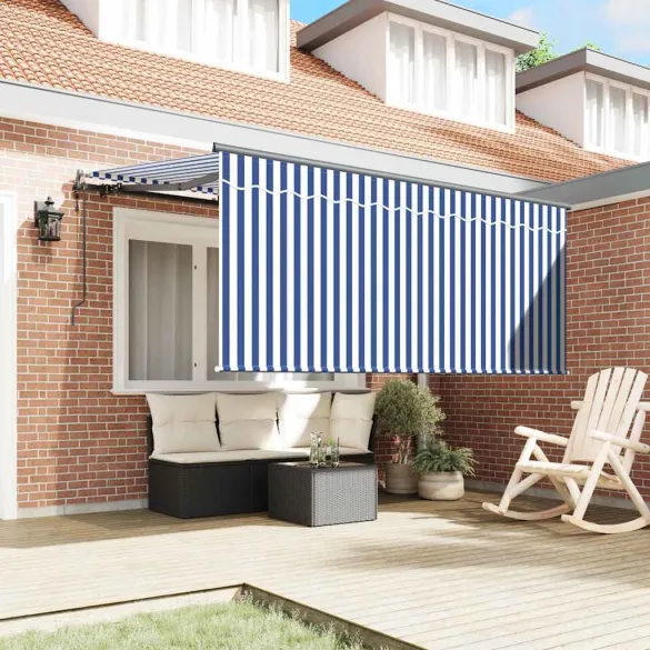 Cortină Retractabilă Albastru-Alb 300x200 cm | Livrare Gratuită