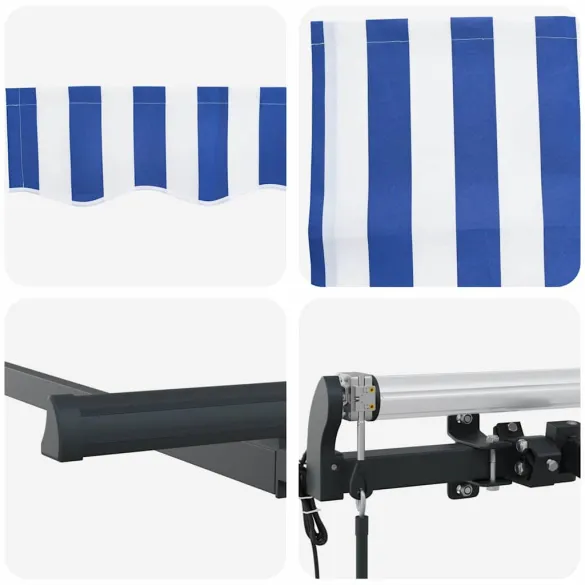 Cortină Retractabilă Albastru-Alb 300x200 cm | Livrare Gratuită