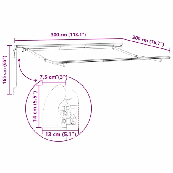 Cortină Retractabilă Multicolor 300x200 cm - Umbră Exterioară