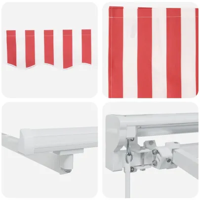 Cortină Retractabilă Manuală Roșu-Alb 300x200 cm - Umbră Ajustabilă