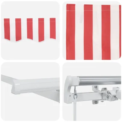 Cortină Retractabilă Roșu-Alb 300x200 cm - Umbră Exterioară