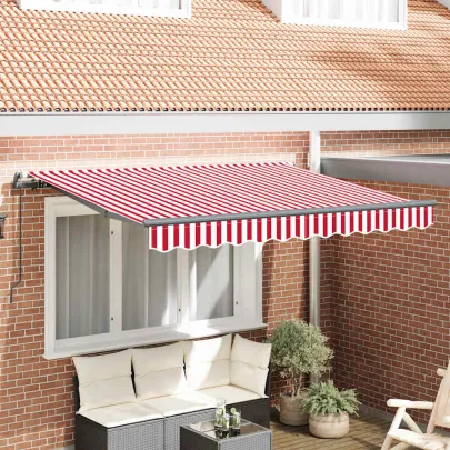 Cortină Retractabilă Roșu-Alb 300x200 cm - Poliester și Aluminiu