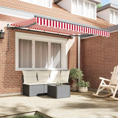 Cortină Retractabilă Roșu-Alb 300x200 cm - Poliester și Aluminiu