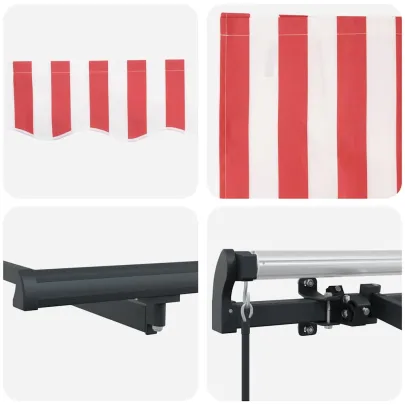 Cortină Retractabilă Roșu-Alb 300x200 cm - Poliester și Aluminiu