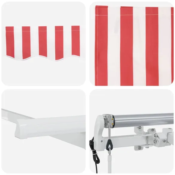 Cortină Retractabilă Roșu-Alb 300x200 cm - Umbră Perfectă