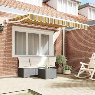 Cortină Retractabilă Dungă Multicolor 300x200 cm - Umbră Ajustabilă
