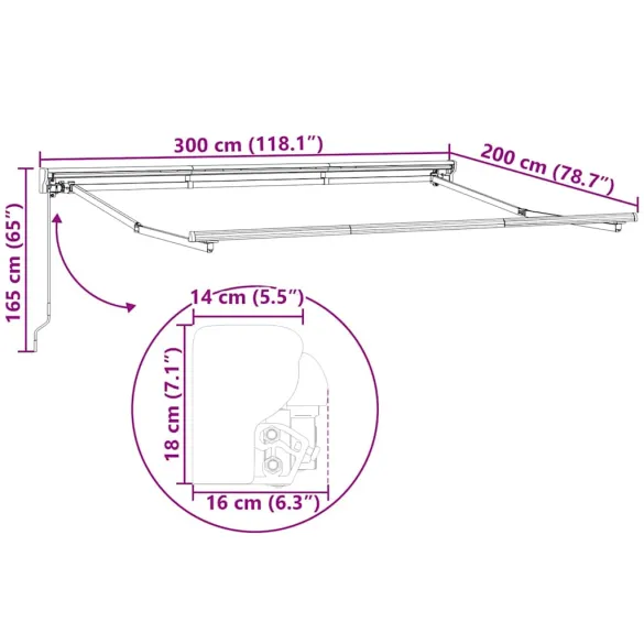 Cortină Retractabilă Dungă Multicolor 300x200 cm - Umbră Ajustabilă