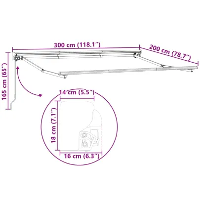 Cortină Retractabilă Manuală Albă 300x200 cm - Umbră Ajustabilă